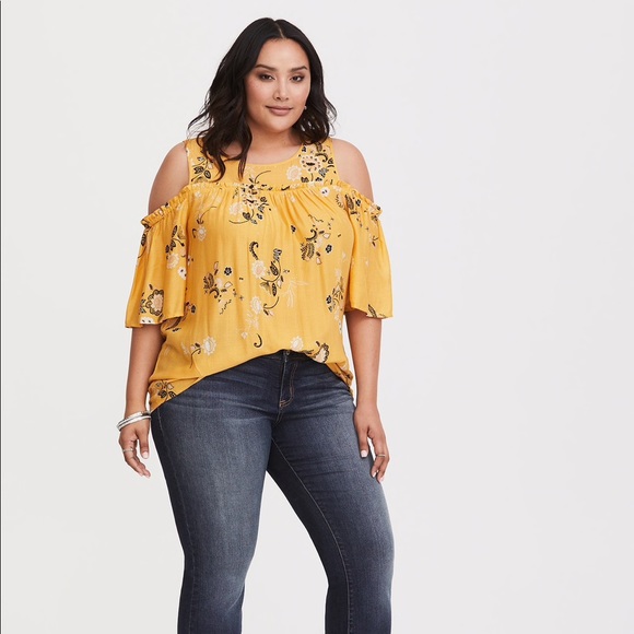 NWT Yellow Floral Gauze Blouse - Picture 2 of 5